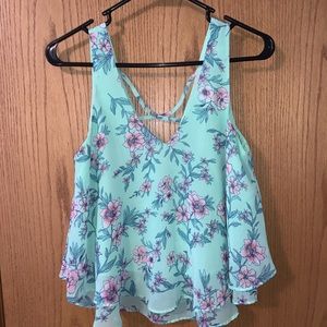 Floral Green Tank Top